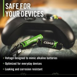 Coast AA usb-c genopladelig batteri