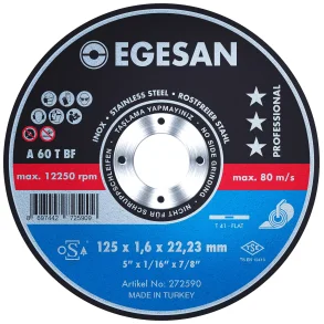 Plan skreskive 125x1,6 mm inox