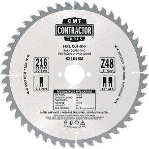 CMT Contractor rundsavklinge 216x30 mm 48 tands
