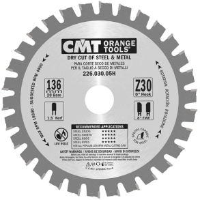 Cmt hm rundsavklinge t. st�l/metal 136x20 mm td 30