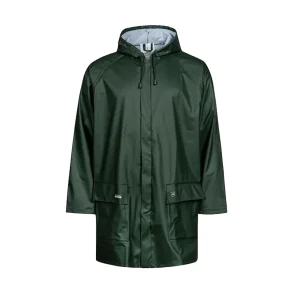 Pu regnjakke grn med htte L