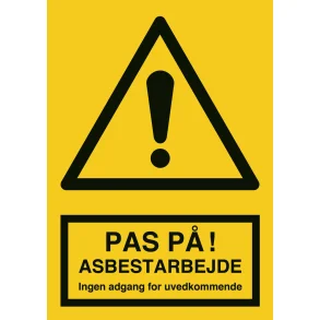 Asbest Advarselsskilt A4 - 210 x 297 mm