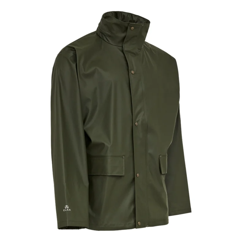 ELKA Regnjakke Dry Zone PU Oliven Str.3XL