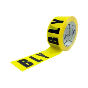 Tape med BLY tekst gul/sort 50mmx66mtr